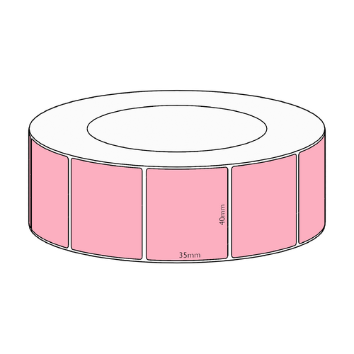 40x35mm Pink Direct Thermal Permanent Label, 3950 per roll, 76mm core