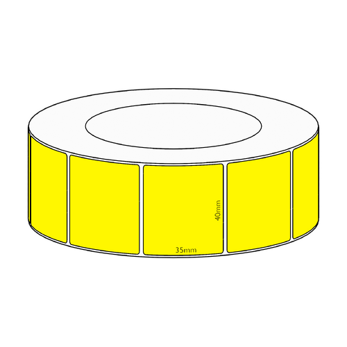 40x35mm Yellow Direct Thermal Permanent Label, 3950 per roll, 76mm core