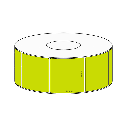 40x39mm Green Direct Thermal Permanent Label, 1200 per roll, 38mm core