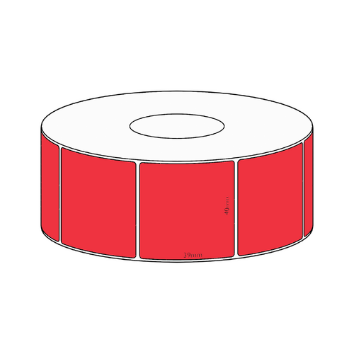 40x39mm Red Direct Thermal Permanent Label, 1200 per roll, 38mm core