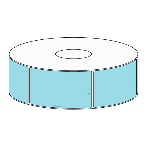40x70mm Blue Direct Thermal Permanent Label, 700 per roll, 38mm core