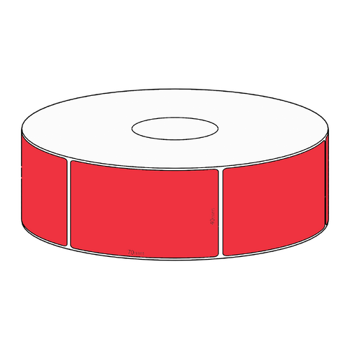 40x70mm Red Direct Thermal Permanent Label, 700 per roll, 38mm core