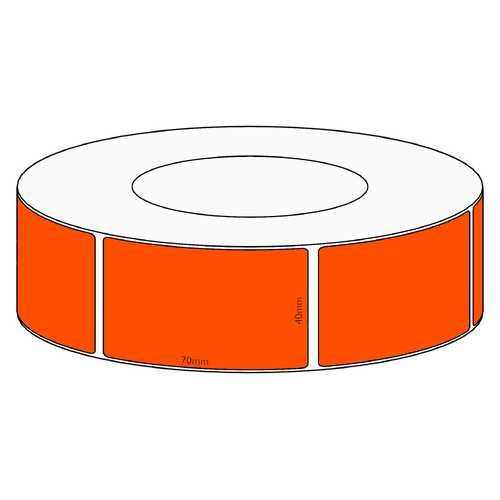 40x70mm Orange Direct Thermal Permanent Label, 2050 per roll, 76mm core