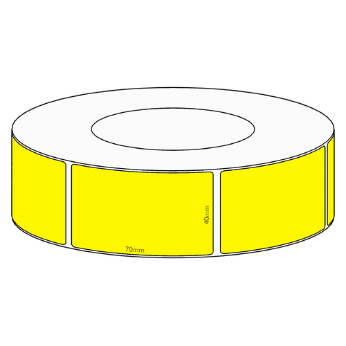 40x70mm Yellow Direct Thermal Permanent Label, 2050 per roll, 76mm core