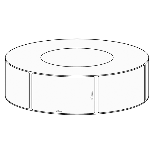 40x70mm Direct Thermal Permanent Label, 2050 per roll, 76mm core