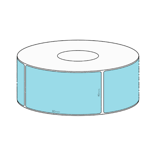 40x80mm Blue Direct Thermal Permanent Label, 600 per roll, 38mm core