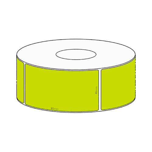 40x80mm Green Direct Thermal Permanent Label, 600 per roll, 38mm core