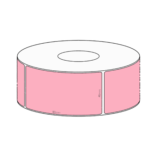 40x80mm Pink Direct Thermal Permanent Label, 600 per roll, 38mm core