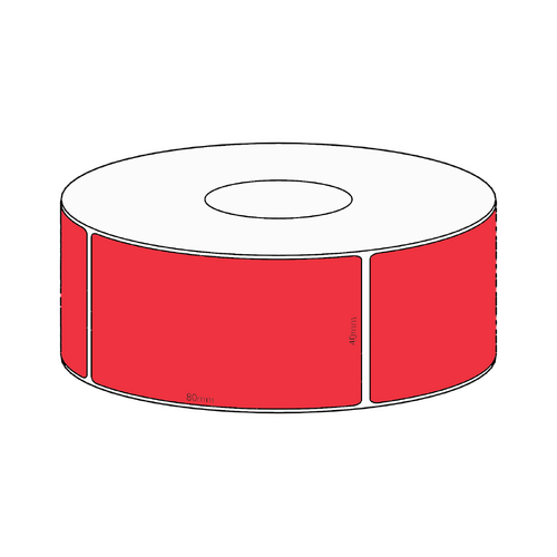 40x80mm Red Direct Thermal Permanent Label, 600 per roll, 38mm core