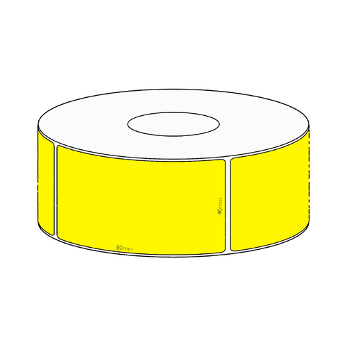 40x80mm Yellow Direct Thermal Permanent Label, 600 per roll, 38mm core