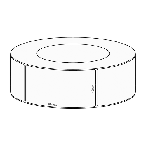 40x80mm Direct Thermal Permanent Label, 1800 per roll, 76mm core