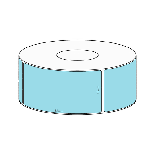 40x85mm Blue Direct Thermal Permanent Label, 550 per roll, 38mm core