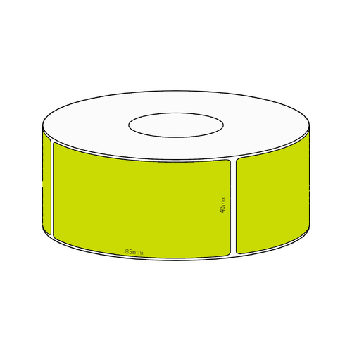 40x85mm Green Direct Thermal Permanent Label, 550 per roll, 38mm core