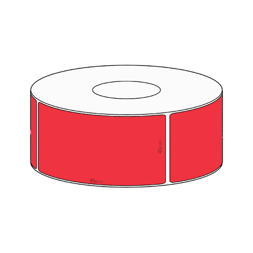 40x85mm Red Direct Thermal Permanent Label, 550 per roll, 38mm core