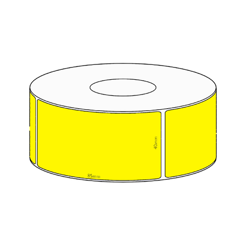 40x85mm Yellow Direct Thermal Permanent Label, 550 per roll, 38mm core