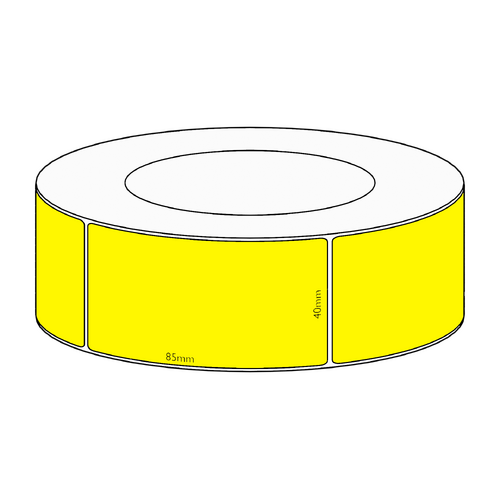 40x85mm Yellow Direct Thermal Permanent Label, 1700 per roll, 76mm core