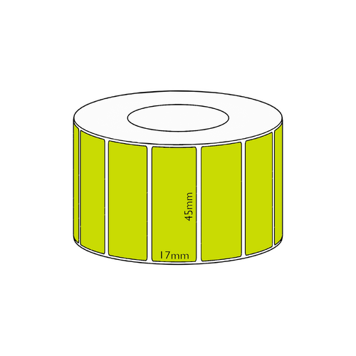 45x17mm Green Direct Thermal Permanent Label, 2500 per roll, 38mm core