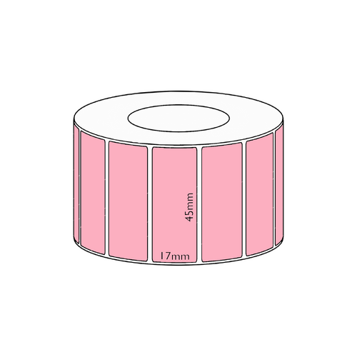 45x17mm Pink Direct Thermal Permanent Label, 2500 per roll, 38mm core