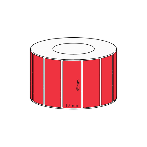 45x17mm Red Direct Thermal Permanent Label, 2500 per roll, 38mm core