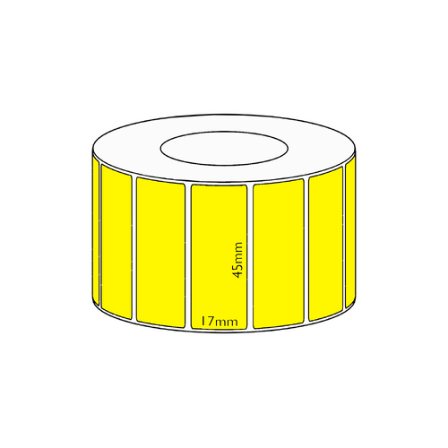 45x17mm Yellow Direct Thermal Permanent Label, 2500 per roll, 38mm core