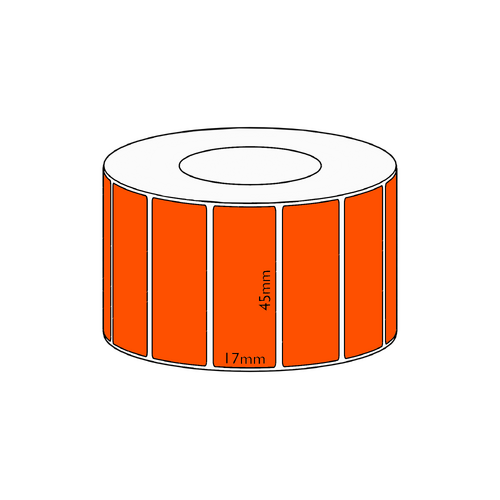 45x17mm Orange Direct Thermal Permanent Label, 7500 per roll, 76mm core