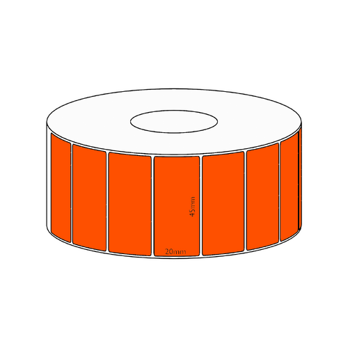 45x20mm Orange Direct Thermal Permanent Label, 2150 per roll, 38mm core