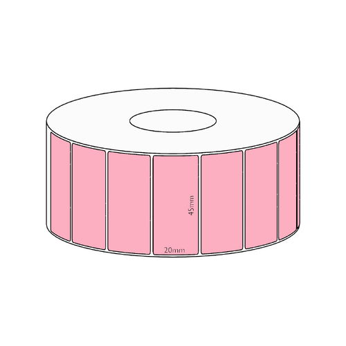 45x20mm Pink Direct Thermal Permanent Label, 2150 per roll, 38mm core