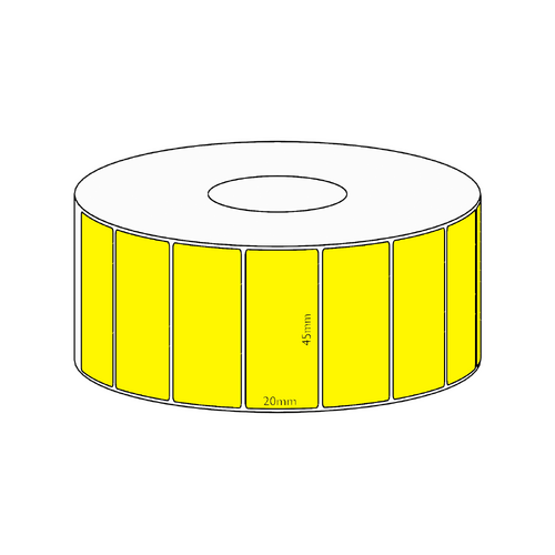 45x20mm Yellow Direct Thermal Permanent Label, 2150 per roll, 38mm core