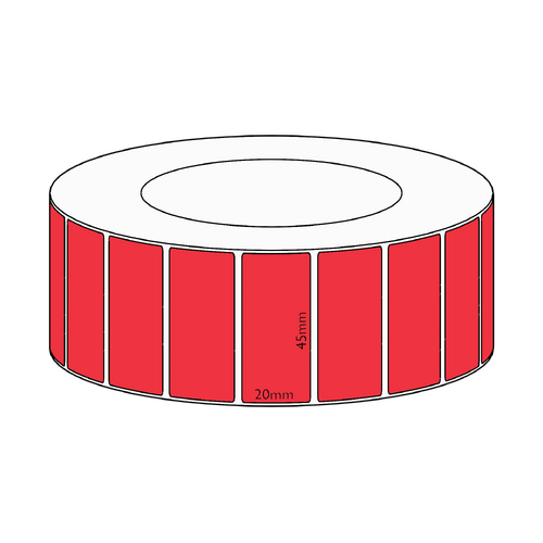 45x20mm Red Direct Thermal Permanent Label, 6500 per roll, 76mm core