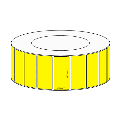 45x20mm Yellow Direct Thermal Permanent Label, 6500 per roll, 76mm core