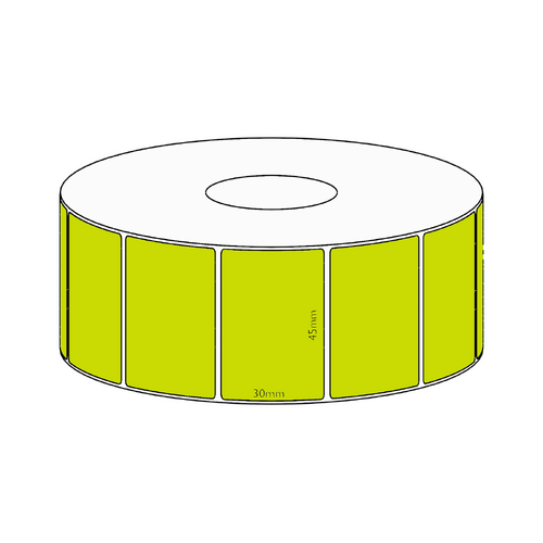 45x30mm Green Direct Thermal Permanent Label, 1500 per roll, 38mm core