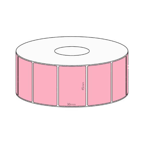 45x30mm Pink Direct Thermal Permanent Label, 1500 per roll, 38mm core