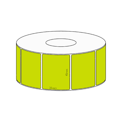 45x35mm Green Direct Thermal Permanent Label, 1300 per roll, 38mm core