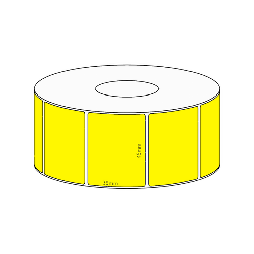 45x35mm Yellow Direct Thermal Permanent Label, 1300 per roll, 38mm core