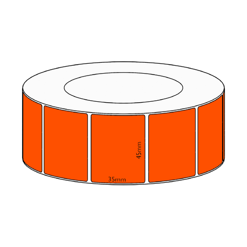 45x35mm Orange Direct Thermal Permanent Label, 3950 per roll, 76mm core