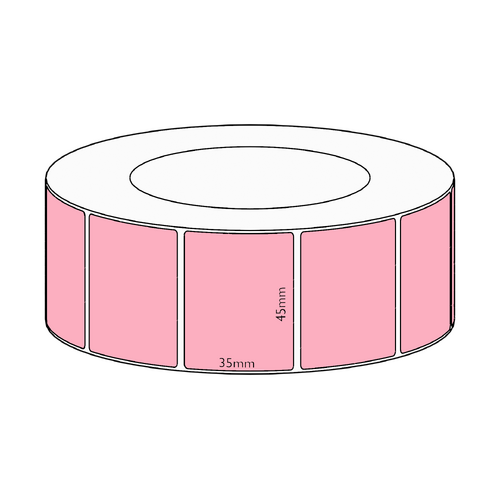 45x35mm Pink Direct Thermal Permanent Label, 3950 per roll, 76mm core