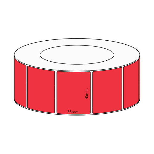 45x35mm Red Direct Thermal Permanent Label, 3950 per roll, 76mm core