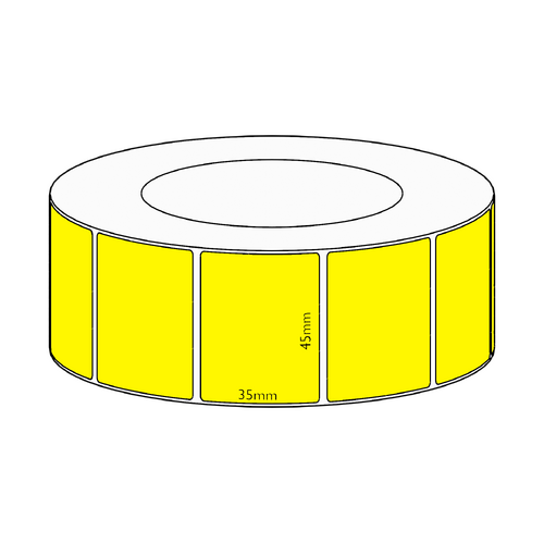 45x35mm Yellow Direct Thermal Permanent Label, 3950 per roll, 76mm core