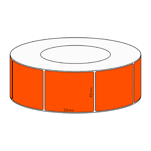 45x55mm Orange Direct Thermal Permanent Label, 2600 per roll, 76mm core