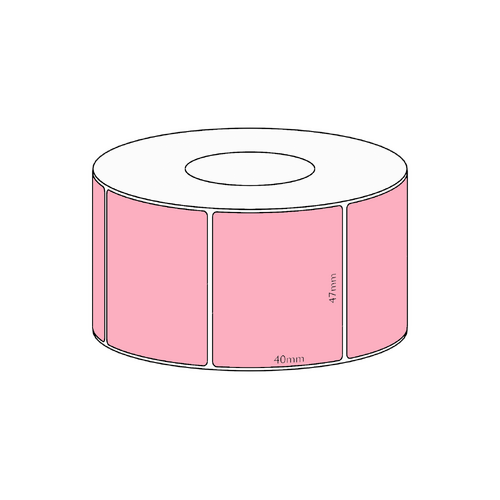 47x40mm Pink Direct Thermal Permanent Label, 1150 per roll, 38mm core