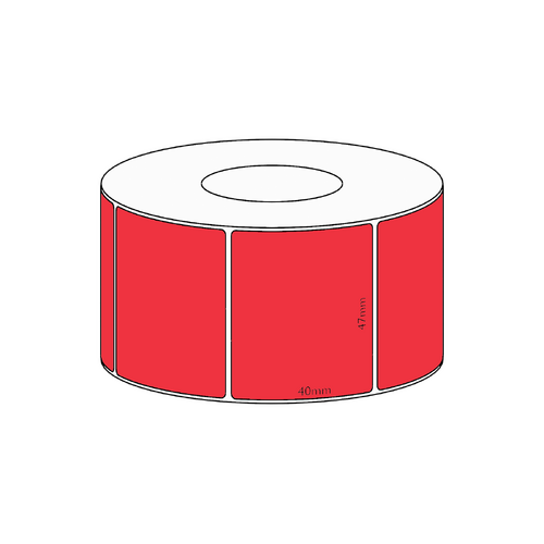 47x40mm Red Direct Thermal Permanent Label, 1150 per roll, 38mm core