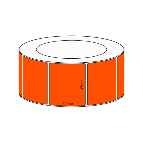 47x40mm Orange Direct Thermal Permanent Label, 3500 per roll, 76mm core