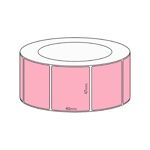 47x40mm Pink Direct Thermal Permanent Label, 3500 per roll, 76mm core