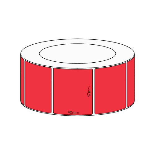 47x40mm Red Direct Thermal Permanent Label, 3500 per roll, 76mm core