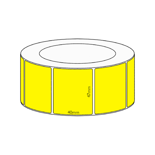 47x40mm Yellow Direct Thermal Permanent Label, 3500 per roll, 76mm core