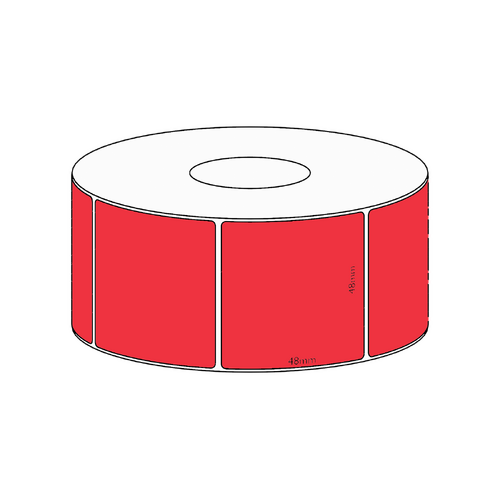 48x48mm Red Direct Thermal Permanent Label, 1000 per roll, 38mm core