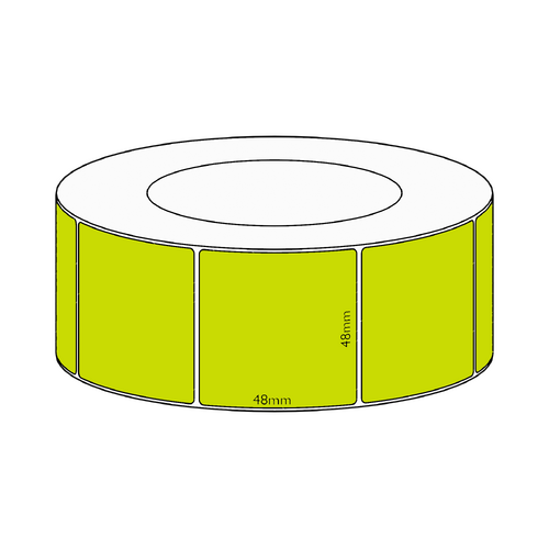 48x48mm Green Direct Thermal Permanent Label, 2950 per roll, 76mm core