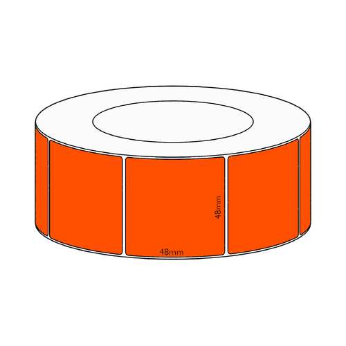 48x48mm Orange Direct Thermal Permanent Label, 2950 per roll, 76mm core