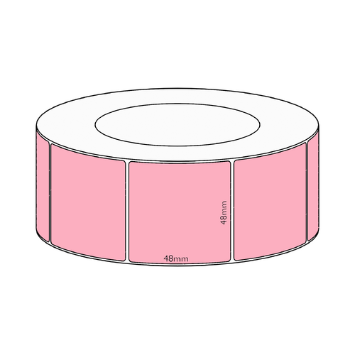 48x48mm Pink Direct Thermal Permanent Label, 2950 per roll, 76mm core