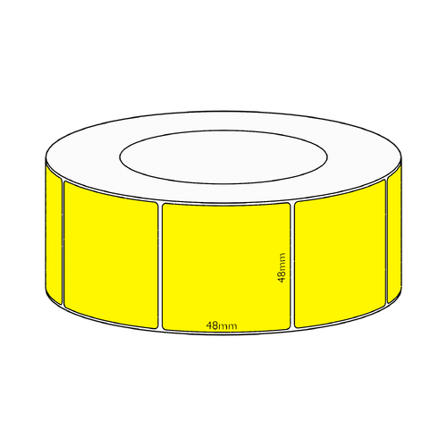48x48mm Yellow Direct Thermal Permanent Label, 2950 per roll, 76mm core